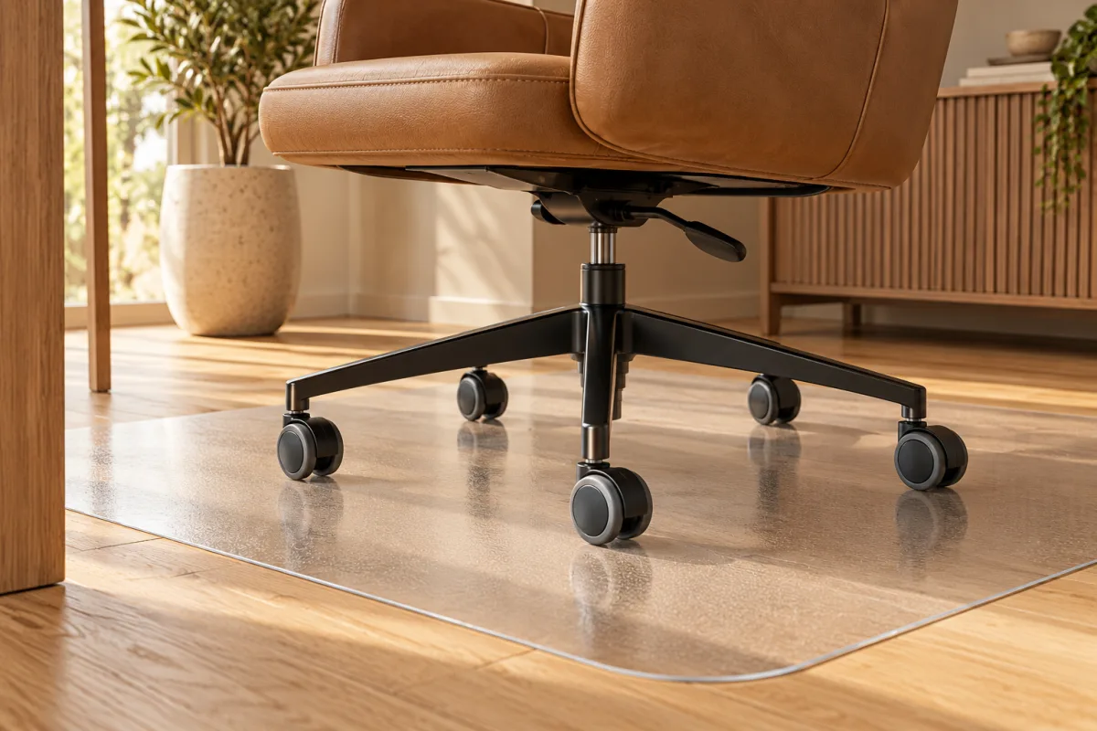 SPC flooring for Colombian offices: check chair and rolling-load use