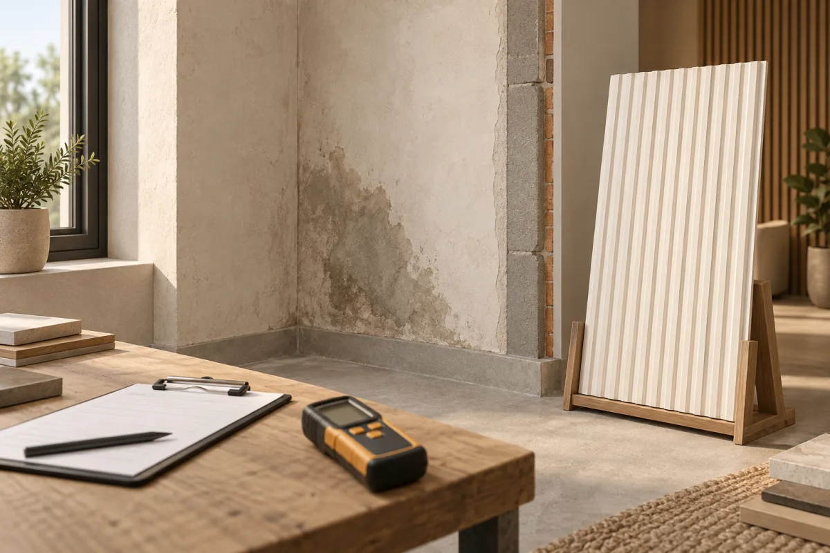 Can PVC wall panels cover a damp wall?