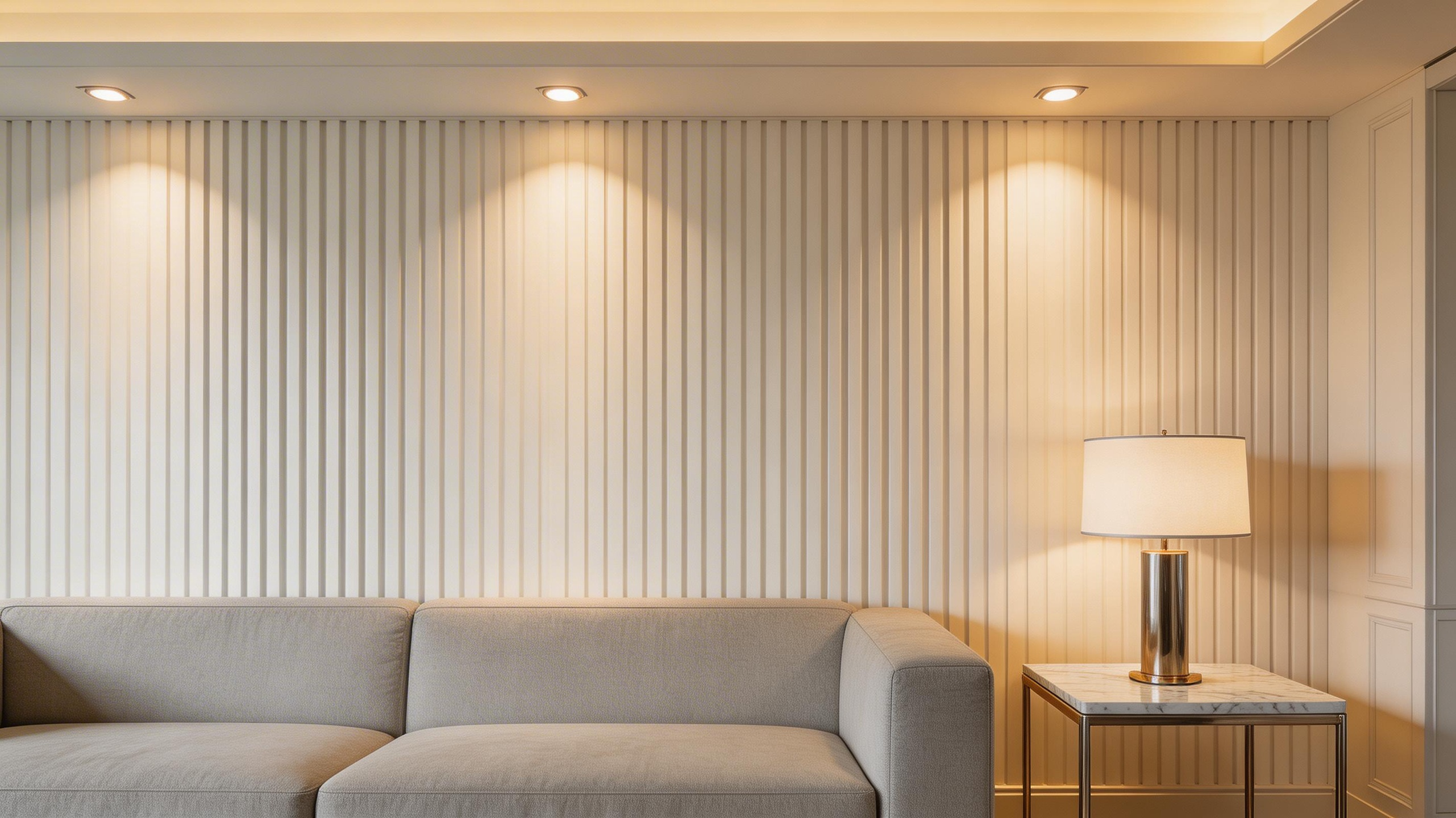 Fluted decorative wall panel installation visualization