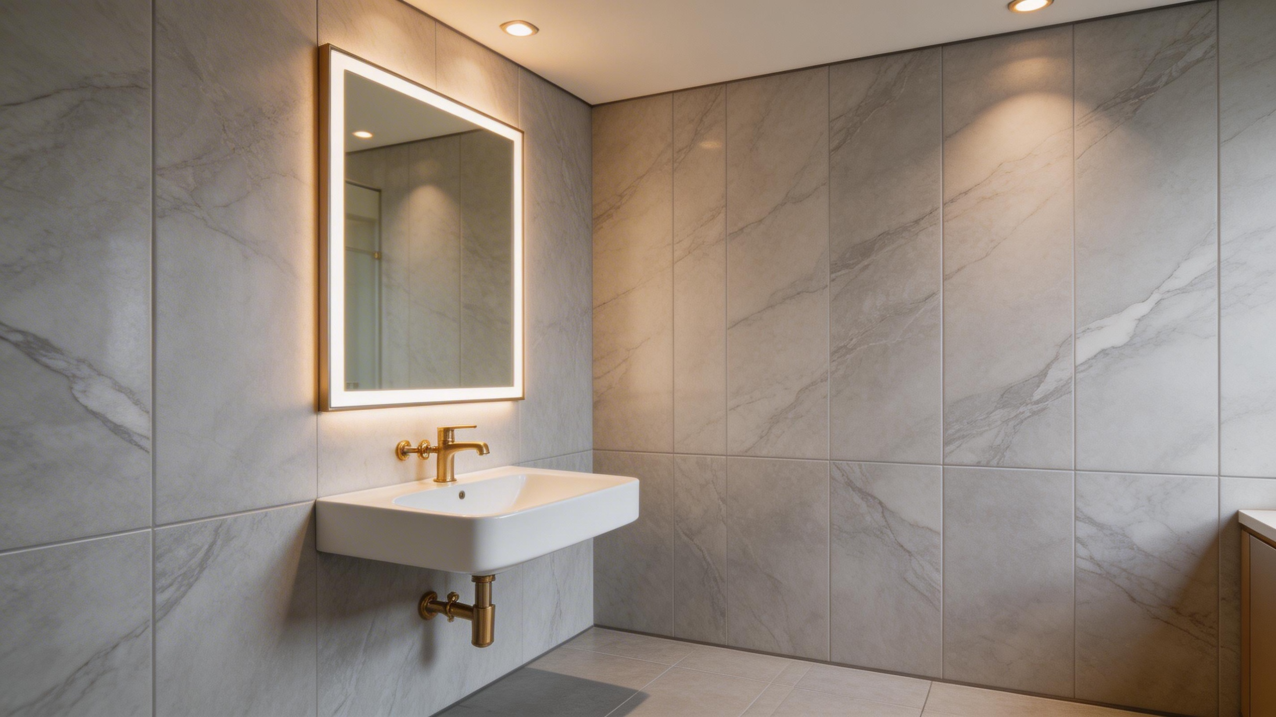 PVC wall panels in a humid bathroom application visualization